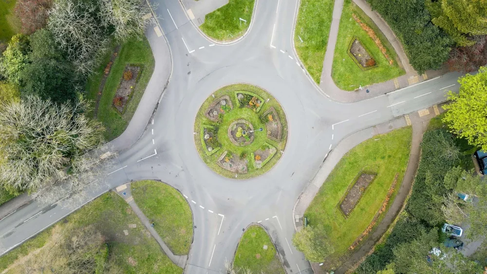 Timothy Simmons, Garden City Roundabout Study (video still), 2023, Single Channel Video, 4k UHD, 9m43s. From Remnants of the Anthropocene.