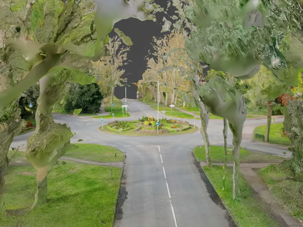 Timothy Simmons, The UK’s first roundabout (northern view from the tree canopy to the garden city), 2023. From Remnants of the Anthropocene